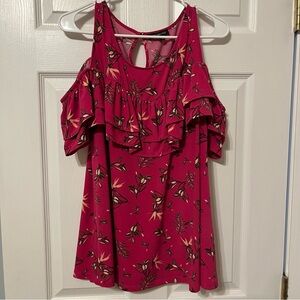 Lane Bryant pink cold shoulder top
